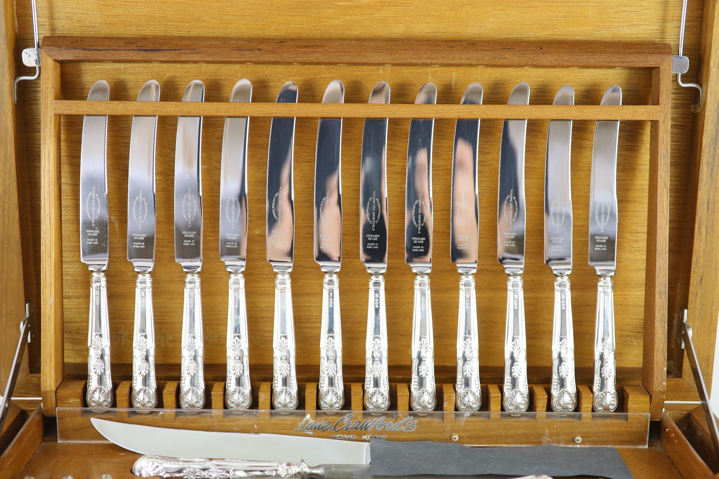 A canteen of  silver Kings pattern flatware and cutlery, for twelve, by Viners Ltd, Sheffield, 1959/60,